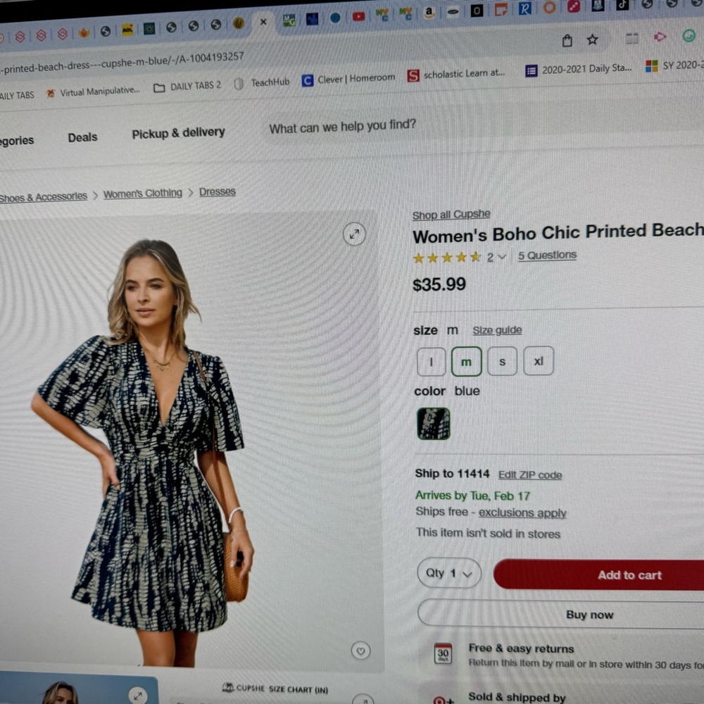 Cupshe Navy Printed Mini Dress